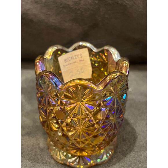 Vintage 1960s MCM LE Smith Daisy Button Orange Yellow Carnival toothpick holder - Picture 4 of 4